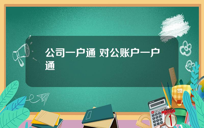 公司一户通 对公账户一户通